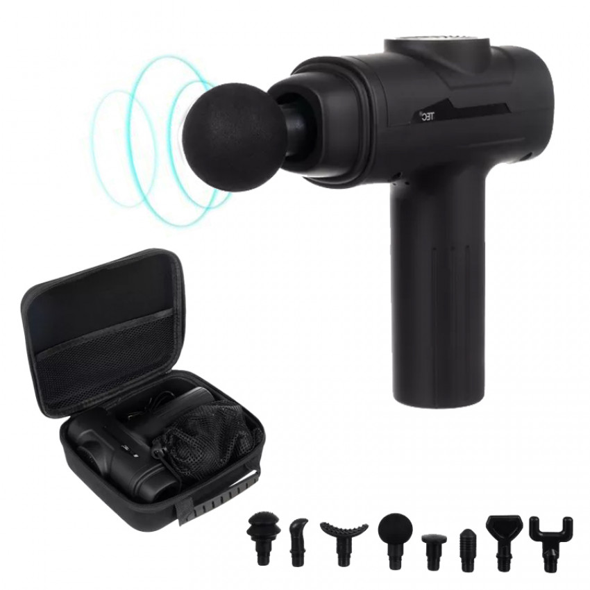 Masážna pištoľ Top Gun čierna s 8 nástavcami v kufríku